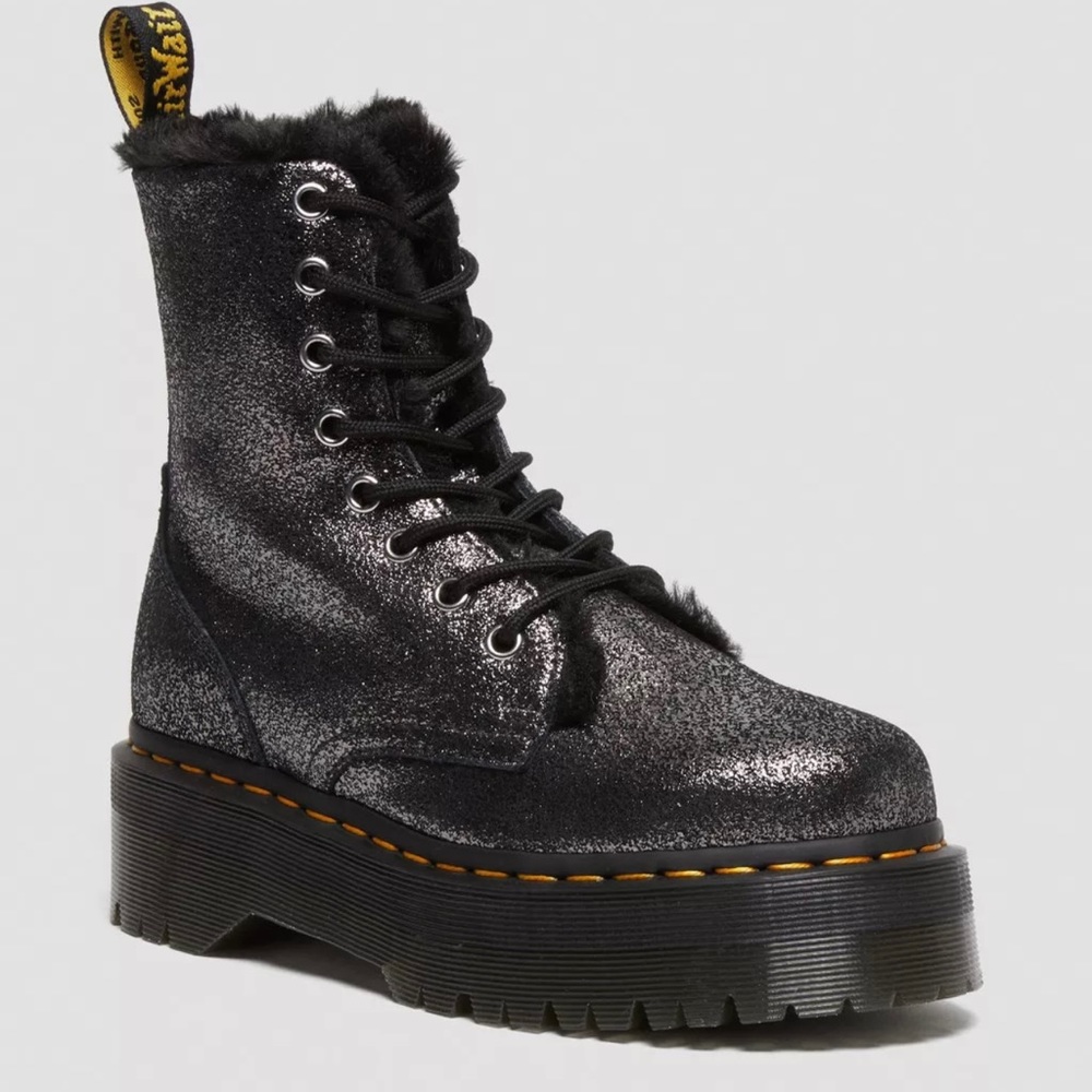 DR. MARTENS‎ JADON BOOT FAUX FUR-LINED METALLIC LEATHER PLATFORMS